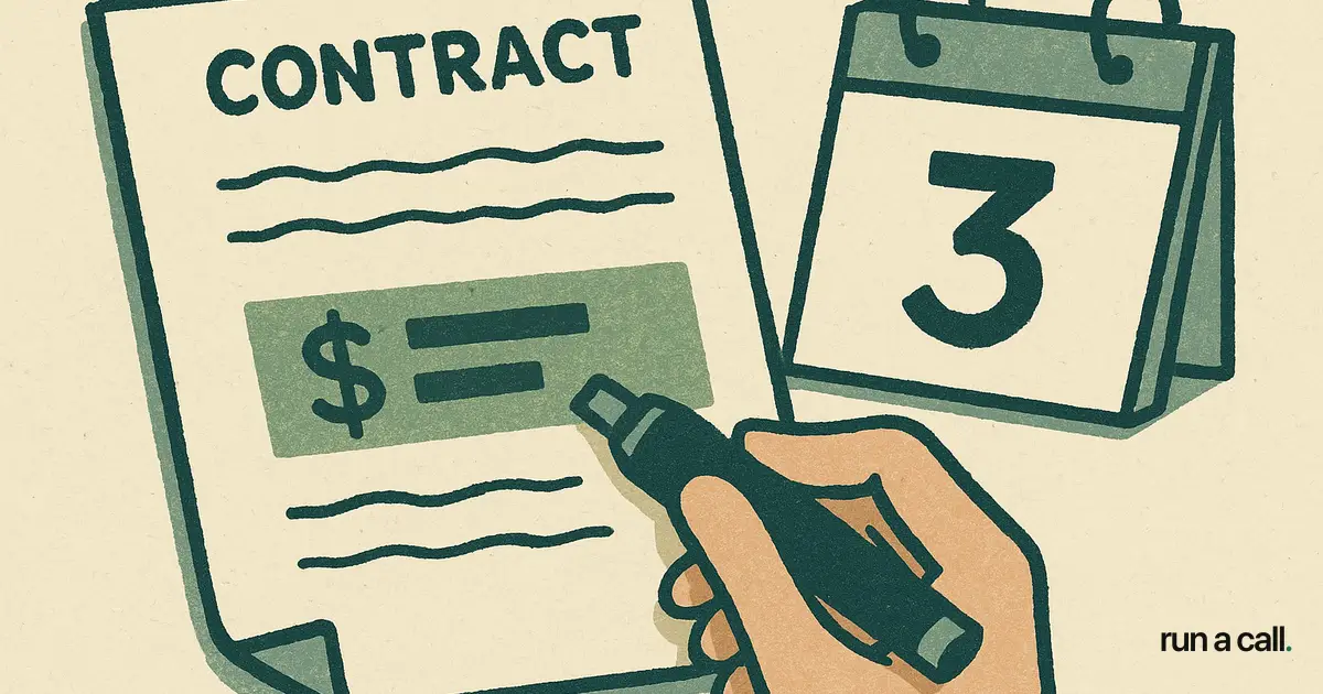 ServiceTitan contract with ETF clause highlighted next to a calendar showing remaining months