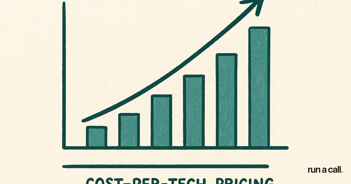 Illustration comparing per-tech software pricing growth versus flat monthly pricing as team size increases