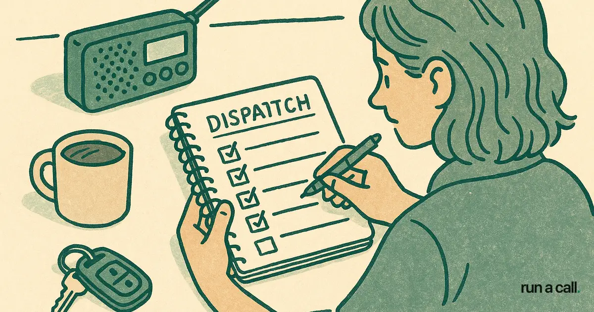 Handwritten HVAC dispatcher routing checklist in a spiral notebook